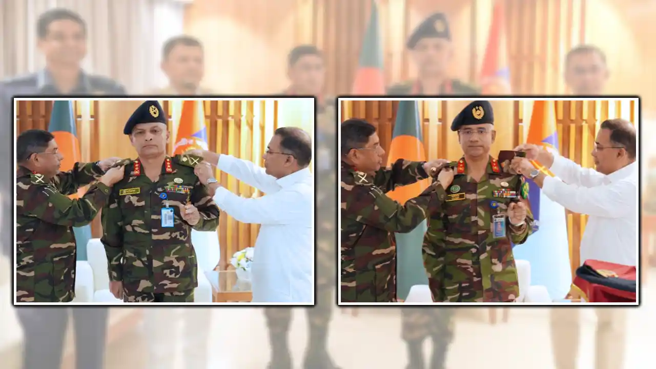 পদোন্নতিপ্রাপ্ত দুই সেনা কর্মকর্তাকে র‌্যাঙ্ক ব্যাজ পরালেন প্রধানমন্ত্রী